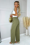 Khaki Straight Leg Trousers