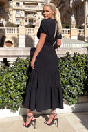 Black Twist Front Maxi Smock Dress