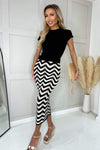 Black And White Zig Zag Crochet Midi Skirt