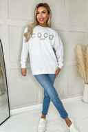 White Coco Gold Slogan Sweatshirt