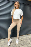 Stone High Rise Ribbed Active Leggings