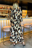 Multi Leopard Print Shirt Midi Dress