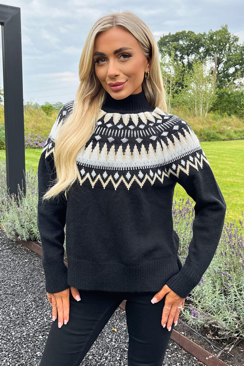 Black Fairisle Knitted Jumper