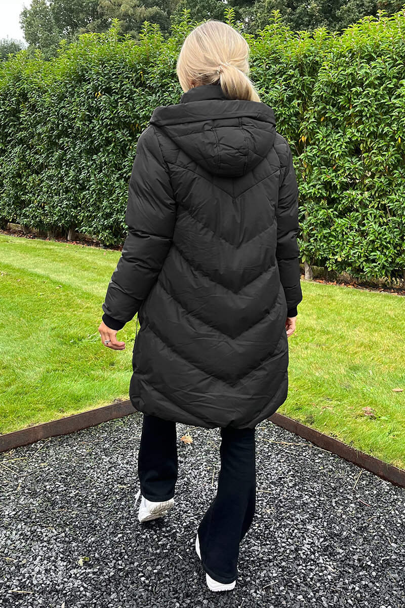 Black Long-Line Padded Coat