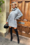 Mid- Grey Roll Neck Knitted Mini Dress