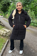 Black Teddy Panelled Long Coat