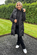 Black Hooded Zip Up Padded Gilet