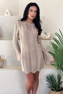 Biscuit Long Sleeve Crochet Mini Dress