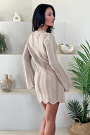 Biscuit Long Sleeve Crochet Mini Dress