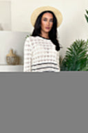 Cream Contrast Hem Crochet Long Sleeve Top