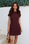 Chocolate Broderie Racer Neck Slip Mini Dress