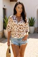 Multi Abstract Print Short Sleeve Shirt