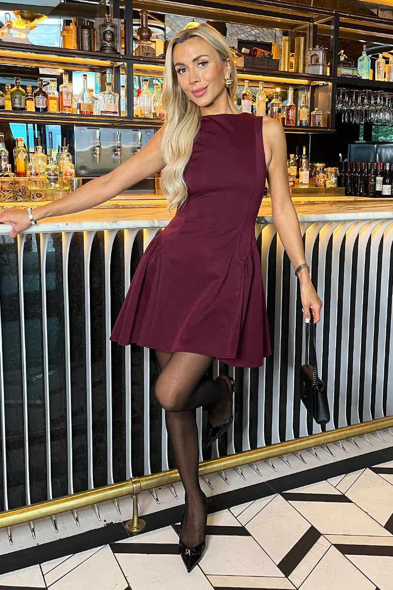 1752145008_Plum-Round-Neck-Pleated-Hip-Mini-Dress-2.jpg