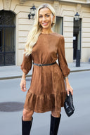 1754577891_Tan-Faux-Suede-3-4-Sleeve-Frill-Hem-Belted-Mini-Dress-1.jpg