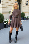 1755000239_Chocolate-Faux-Suede-3-4-Sleeve-Frill-Hem-Belted-Mini-Dress-2.jpg