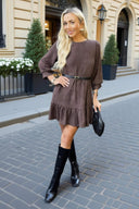 1755000254_Chocolate-Faux-Suede-3-4-Sleeve-Frill-Hem-Belted-Mini-Dress-3.jpg