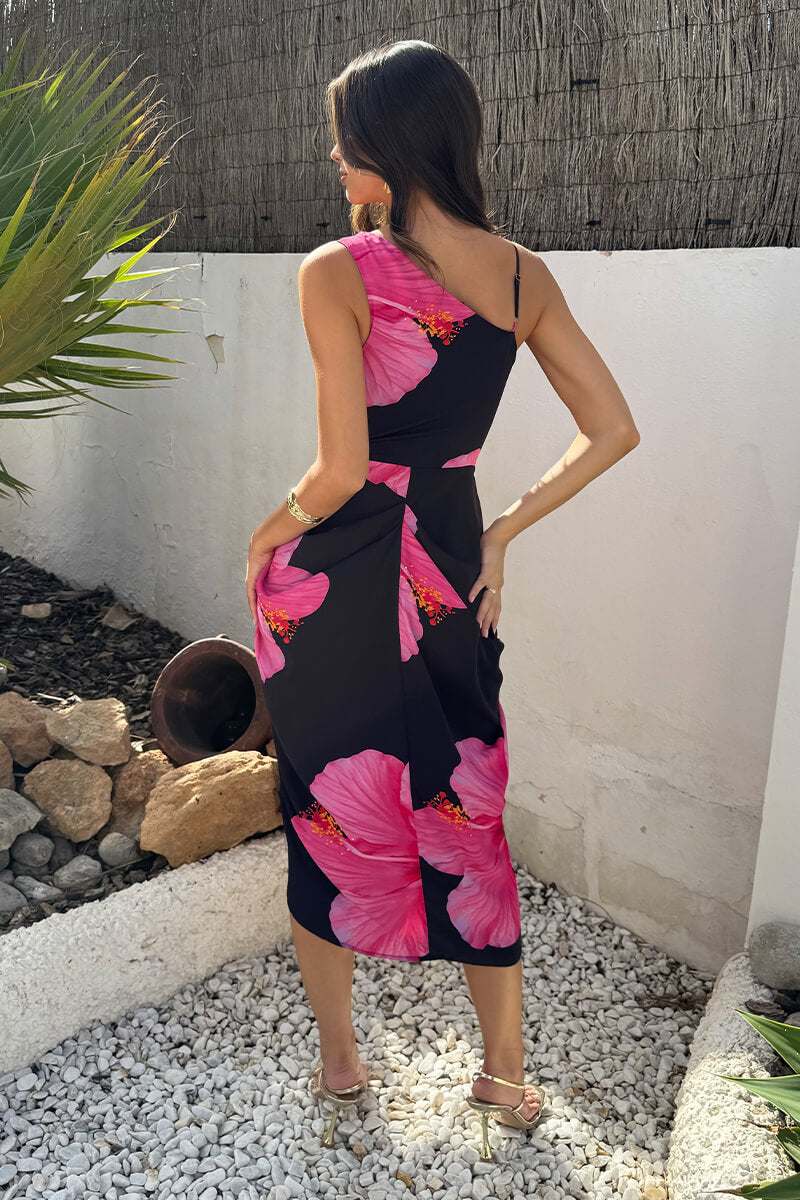 1764754775_Black-And-Magenta-Floral-Print-Strap-Detail-Gathered-Midi-Dress-5.jpg