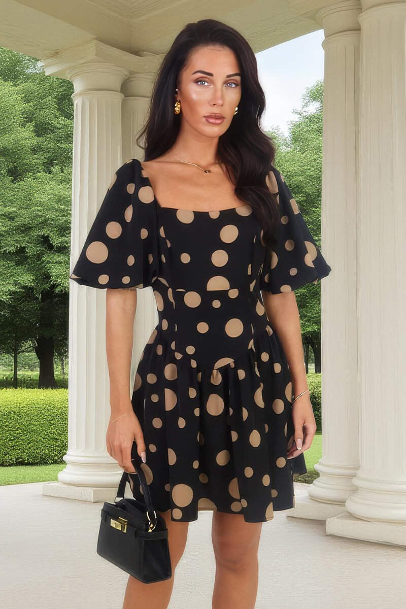 1764755833_Black-And-Stone-Polka-Dot-Puff-Sleeve-Mini-Dress-1.jpg
