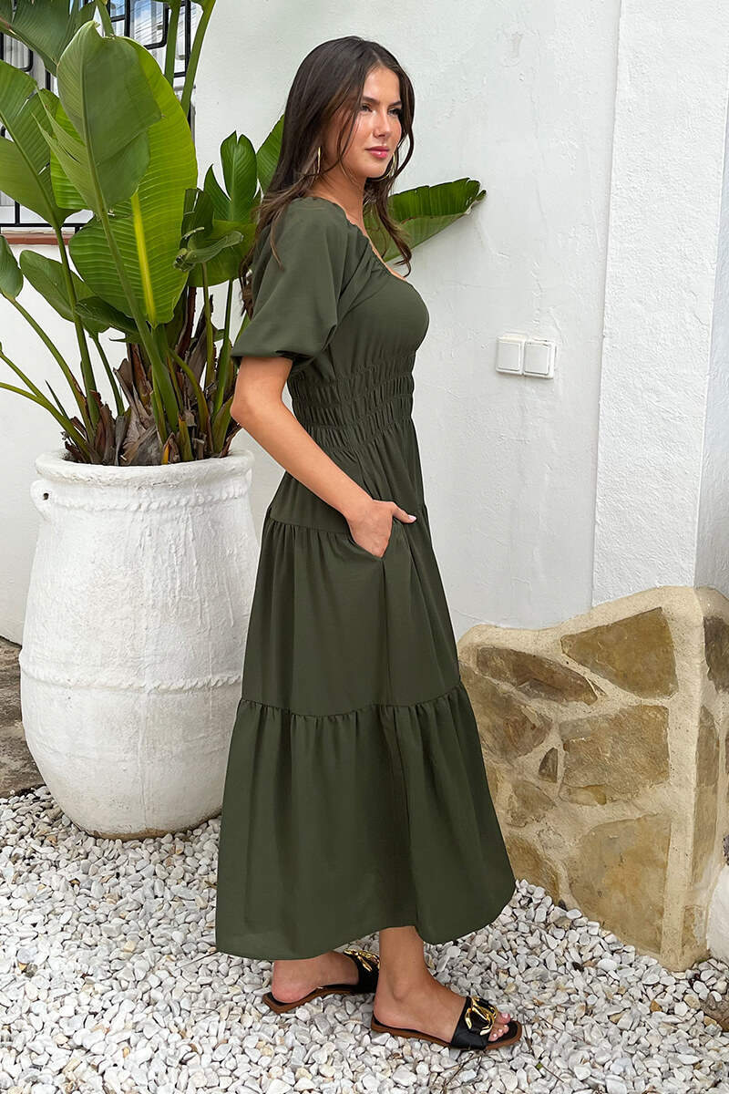 1767793530_Khaki-Puff-Sleeve-Shirred-Waist-Smock-Midi-Dress-4.jpg