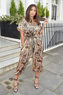 Animal Print Button Up Jumpsuit