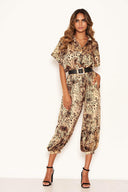 Animal Print Button Up Jumpsuit