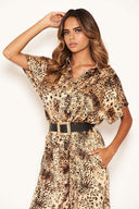 Animal Print Button Up Jumpsuit