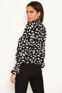 Black Patterned High Neck Top