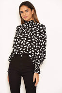 Black Patterned High Neck Top