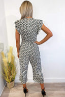 Black Daisy Print Wrap Jumpsuit