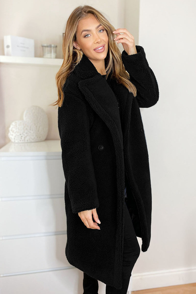 Black Faux Fur Teddy Coat