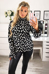 Black Patterned High Neck Top