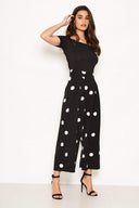 Black Spot Print Bardot Jumpsuit