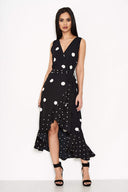 Black Spotted Asymmetrical  Dress