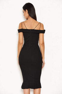 Black Off The Shoulder Strappy Fishtail Dress