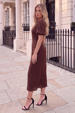 Chocolate-And-Black-Polka-Dot-Puff-Sleeve-Midi-Dress-3.jpg