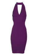 Plum Halter Cut Out Midi Dress