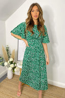 Green Abstract Printed Midi Dress