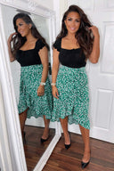 Green Printed Wrap 2 in 1 Midi Dress