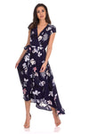 Navy Floral Maxi Wrap Dress