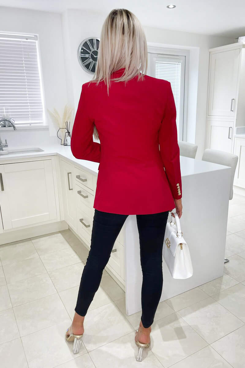 Red Military Style Blazer