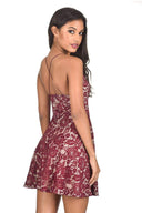 Wine Strappy Skater Dress