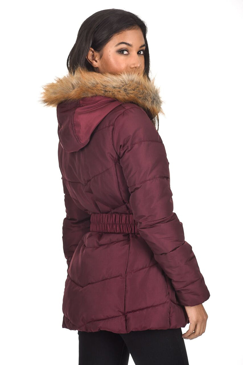 Wine Padded Puffer Jacket