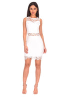 White Crochet Embroidered Mini Dress