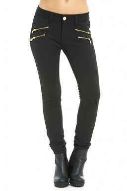 Gold Zip Black Jeans