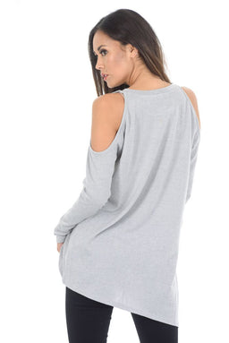 Grey Cold Shoulder Jumper