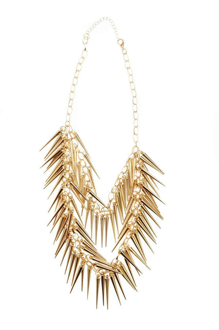 Gold Spike Statement Necklace
