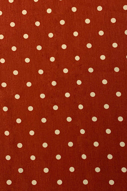 Rust Polka Dot Ruched Sleeve Midi Dress