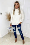 Cream Soft Knit Roll Neck Jumper