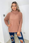 Camel Soft Knit Roll Neck Jumper