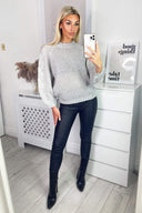 Grey Cable Raglan Sleeve Jumper